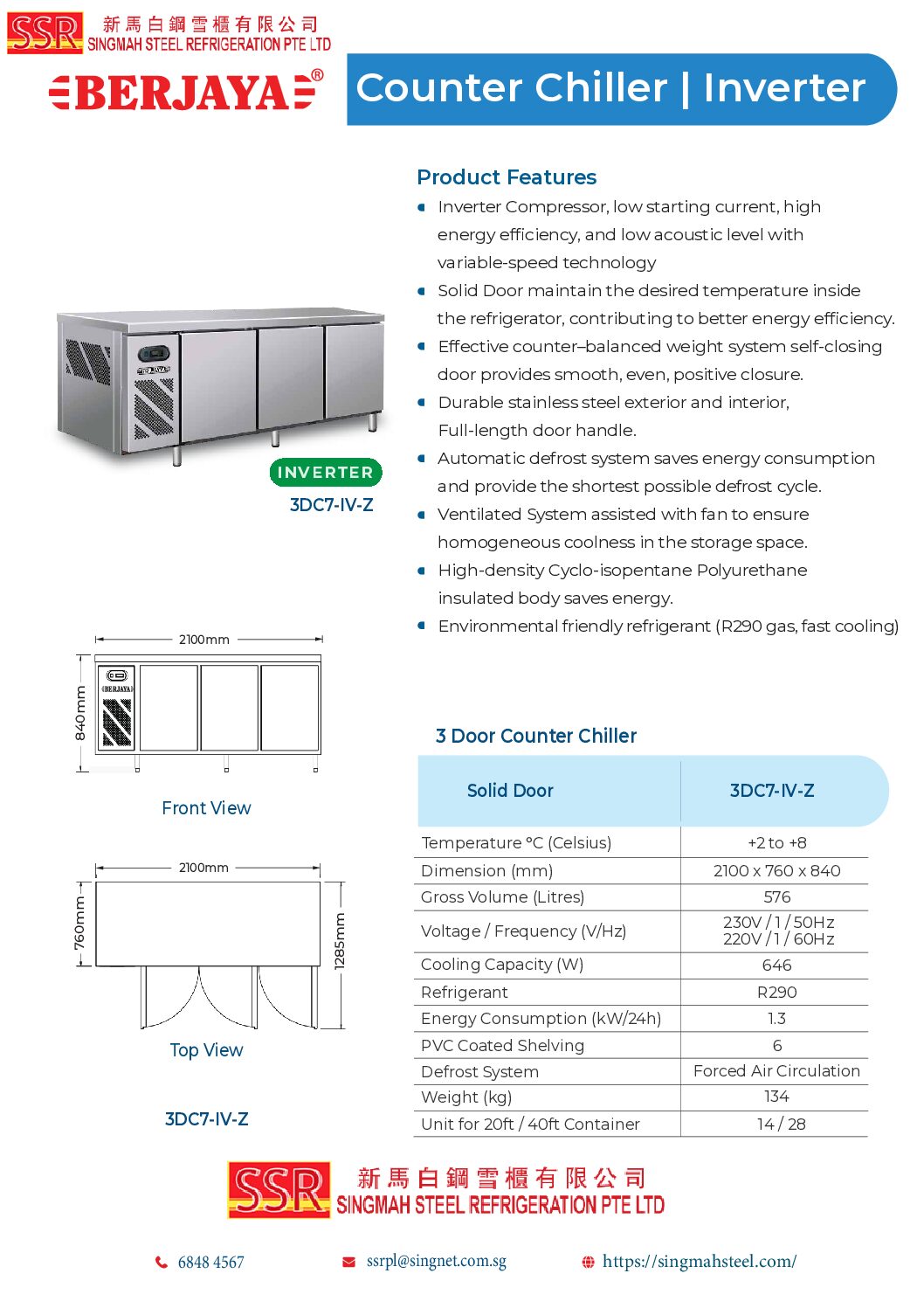 Berjaya 3 Door Counter Chiller & Barline